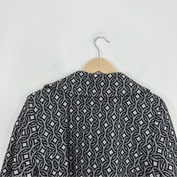 Sofia Cashmere Wool Blend Gray Black Geometric Double Breasted Coat Size Large - Picture 9 of 14